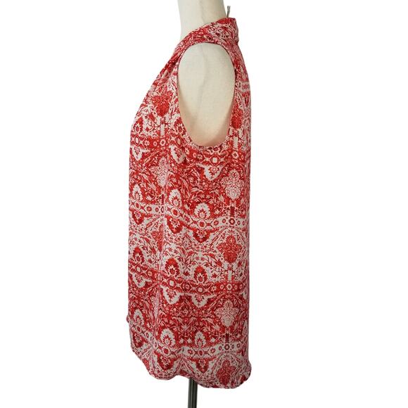 Laundry Shelli Segal Blouse Red White Pleated Light Silky Feel  Size S - Picture 3 of 6